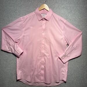 Charles Tyrwhitt Mens 17/34 Classic Fit Non-Iron Cotton Dress Shirt Pink Twill